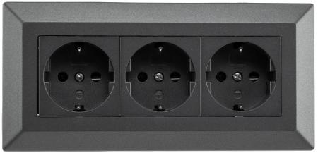 ChiliTec 3-fach Steckdosenblock, anthrazit 250V~/ 16A, Aufbaumontage