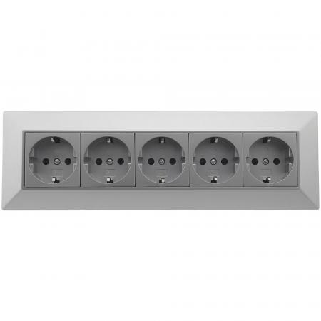 ChiliTec 5-fach Steckdosenblock, silber 250V~/ 16A, Aufbaumontage