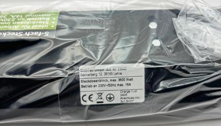 ChiliTec 5-fach Steckdosenblock, schwarz 250V~/ 16A, Aufbaumontage
