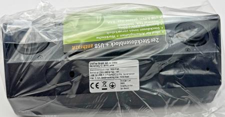 ChiliTec 2-fach Steckdosenblock+ 2x USB,anthrazit 250V~/ 16A, Aufbaumontage, USB 3,1A
