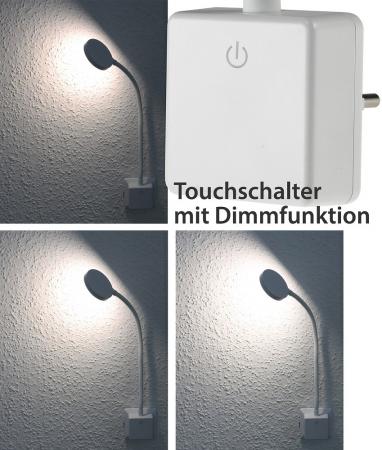 ChiliTec 23710 CT-SEL LED Steckdosenleuchte 4W 300lm 4000K Neutralweiß, dimmbar, Schwanenhals 36cm, weiß