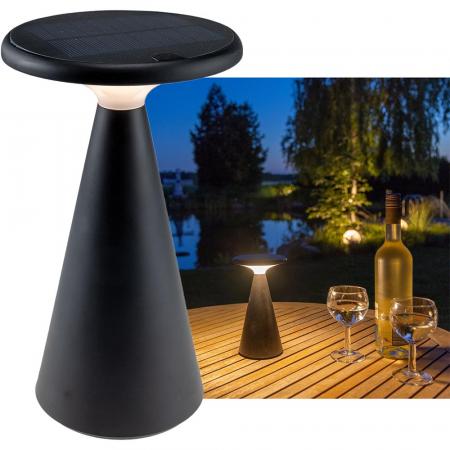 ChiliTec LED Solar-Tischleuchte "Foco Sol" 2700K, IP44, dimmbar, 20cm, matt schwarz
