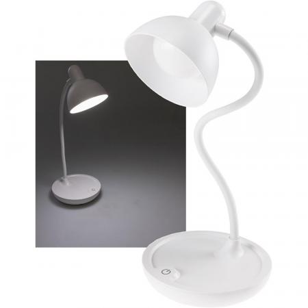 ChiliTec LED Tischleuchte mit Schwanenhals Batterie, dimmbar, warmweiß, Weiß
