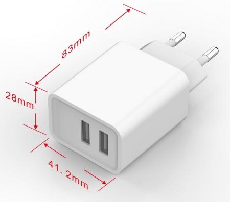 ChiliTec Stecker-Netzteil mit USB "CTN-0520 Duo" Aus 5V=, 2x1/1x2A, 10W