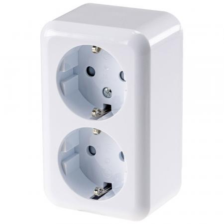 ChiliTec FASKO Doppel-Steckdose, AP, Weiß 250V~/ 16A, Aufputz, Schraubanschluss