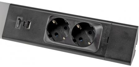 60cm ChiliTec LED Unterbauleuchte "Arusha" schwarz USB A+C PD, Licht neutralweiß