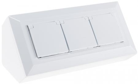 ChiliTec 3-fach Steckdosenblock, weiß 250V~/ 16A, Aufbaumontage mit Klappen
