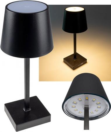 ChiliTec 24090 LED Akku Tischleuchte 1,2W 160lm 3000K Warmweiß, Touch-Dimmer, USB-C, 26cm, Schwarz
