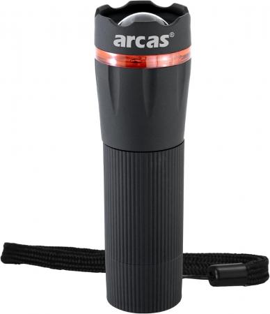 ARCAS 20432 LED-Taschenlampe 1W 60lm 6000K Weiß, Zoom, 100m Reichweite, 3x AAA
