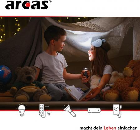 ARCAS 20432 LED-Taschenlampe 1W 60lm 6000K Weiß, Zoom, 100m Reichweite, 3x AAA