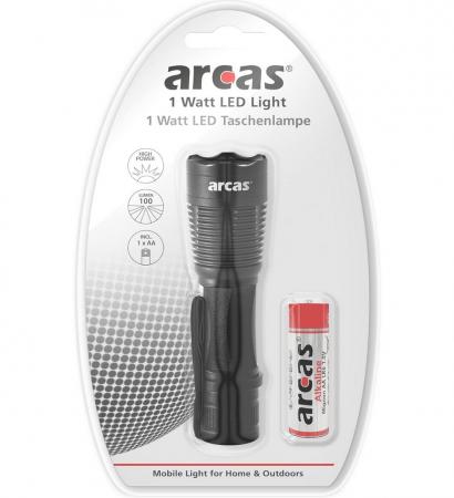 ADA LED-Taschenlampe ARCAS 1W 100lm, LxØ 95x25mm, inkl. Batterie