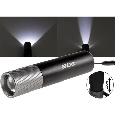 ADA LED-Taschenlampe ARCAS mit Akku 3W 300lm, Zoom