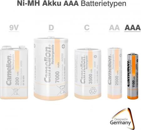 4er-Pack Micro-Akkus CAMELION Ni-MH, 1100mA Typ AAA, 1,2V
