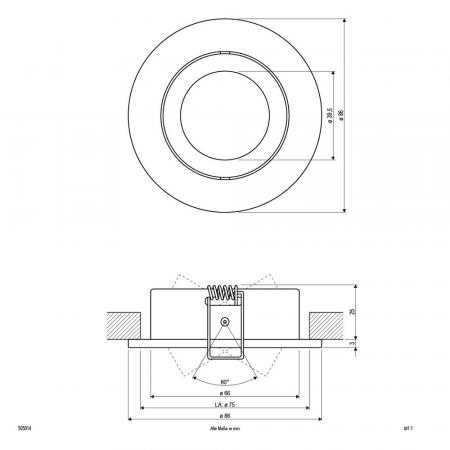 EVN 505014 Schwenkbare Deckeneinbauleuchte Aluminium 12 V 30° Einbaudurchmesser 75 mm