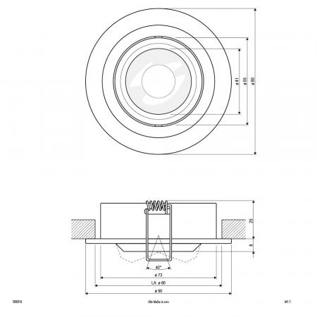 EVN 506014 Schwenkbare Deckeneinbauleuchte Aluminium 12 V 20° Einbaudurchmesser 80 mm