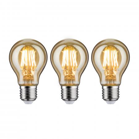Paulmann 5075 Bundle E27 3xLED Vintage LED Lampe 6W wie 40W Gold Dimmbar 1700K extra warmweißes Licht