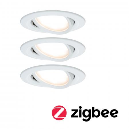 3er Set Einbauleuchten Nova Coin Paulmann 5140 warmweiß ZigBee Cephei Weiß