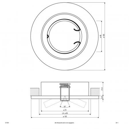 EVN 517001 schwenkbare Deckeneinbauleuchte ohne Fassung Weiß 25° Einbaudurchmesser 80 mm