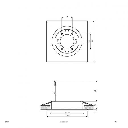 EVN 539414 Deckeneinbauleuchte 230V quadratisch Aluminium GX53 dimmbar Einbaudurchmesser 105 mm