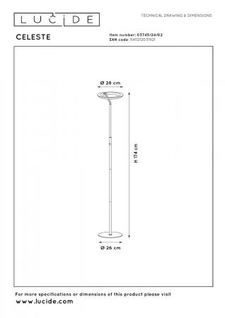Lucide CELESTE LED Stehlampe Ø28 cm 21W 2700K Touch dimmbar Messing