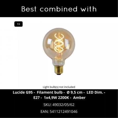 Lucide CORINA Deckenleuchte Ø40cm 1xE27 Schwarz