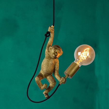 Lucide EXTRAVAGANZA CHIMP Pendelleuchte Ø17,6cm 1xE27 Schwarz Retro Tierdesign