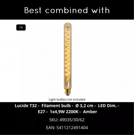 Stehlampe ESTERAD – Retro Design Stehleuchte aus Glas & Stoff in Ockergelb