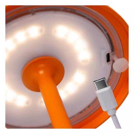 Lucide JOY – moderne Akku Tischleuchte für Innen & Außen in Orange mit warmweißem Licht