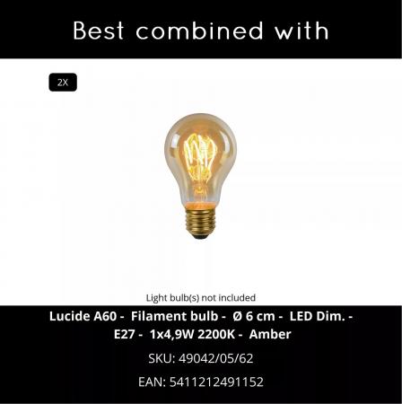 Lucide CLAIRE Wandleuchte Innen/Außen Anthrazit E27 2x IP54 Glas Metall dimmbar
