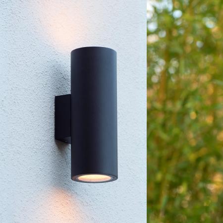 Lucide VOLANTIS - Wandstrahler / Wandleuchte Innen/Außen - 2xE27 - IP54 - Schwarz