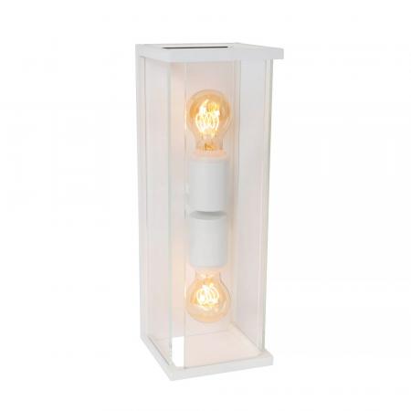 Lucide CLAIRE Wandleuchte Innen/Außen Weiß E27 2x IP54 Glas Metall dimmbar