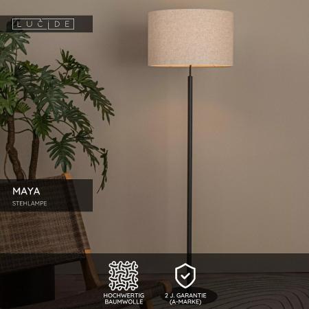 Lucide Stehlampe MAYA – Japandi Stehleuchte Ø45 cm in Beige