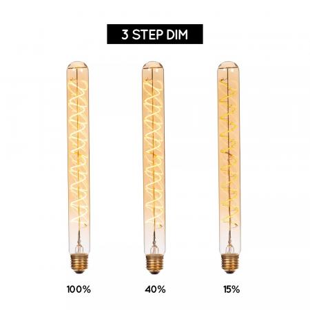Lucide T32 E27 LED Filament 4,9W 2200K 450 lm 3-StepDim Amber mit Memory – dekorative Vintage-Glühfadenlampe