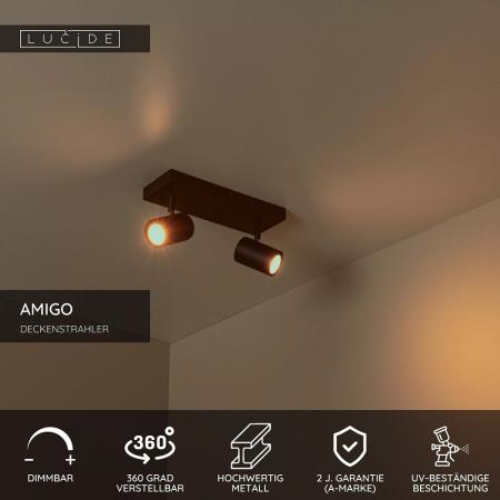 Lucide AMIGO - Deckenstrahler 2xGU10 Schwarz