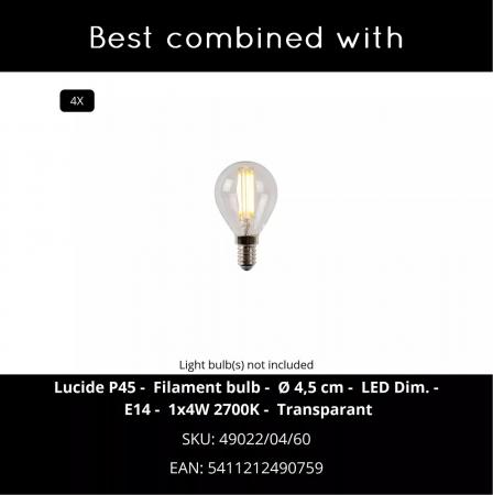 Lucide BJORN Deckenstrahler 4xE14 Schwarz Glas Metall