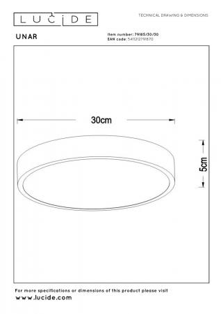 Lucide UNAR LED Deckenleuchte Ø30cm 3-StepDim 2700K Schwarz modern