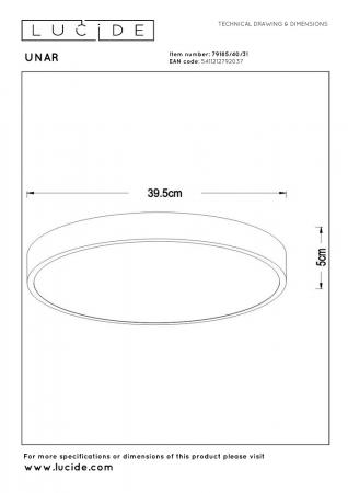 Lucide UNAR - LED Deckenleuchte Ø 39,5 cm 3-StepDim 2700K Weiß