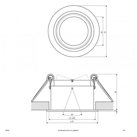 EVN 569001 LED Deckeneinbauleuchte schwenkbar Weiß RAL9016 Einbaudurchmesser 68 mm