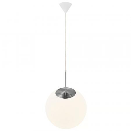 Klassiker an der Decke, Pendeleuchte mit Glaskugel Schirm weiß 30cm