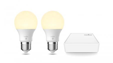 Nordlux Smart Starterset 2x E27 LED 7 W 900 lm mit Bridge, Tunable White 2200–6500 K, Bluetooth, weiß