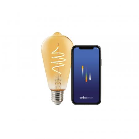 Nordlux Smart E27 ST64 Deco Filament LED 4,7 W 380 lm 2200 K, dimmbar, amber