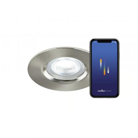 Nordlux Don Smart Colour Einbaustrahler Nickel – 4,7W RGBW 2700–6500K 320lm IP65  Schutz gegen Strahlwasser Bluetooth