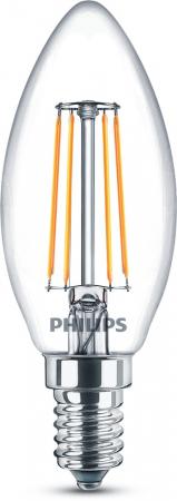3-er-Pack E14 PHILIPS LED Filamentlampen in Kerzenform 4.3W wie 40W mit warmweissen Licht 2700K