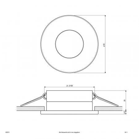 EVN 655011 Deckeneinbauleuchte Chrom IP65 Zamak 12V dimmbar Einbaudurchmesser 68 mm