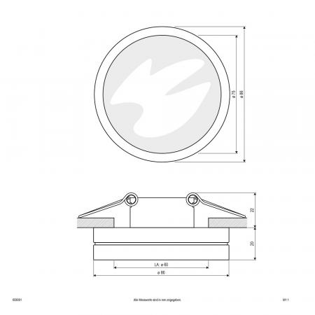 EVN 658001 Halbeinbau-Deckenleuchte Aluminium weiß IP65 Einbaudurchmesser 60 mm