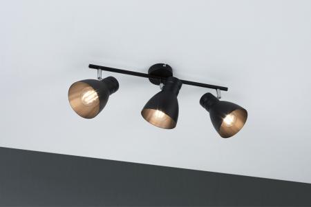 3-flammiger Paulmann Deckenstrahler Davy für 3 LED E27 Schwarz Metall 66761