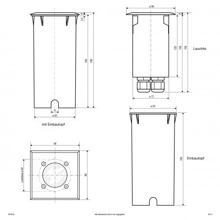 EVN Bodeneinbau Leuchte quad. EDS IP66 GX5.3 12V Ø88