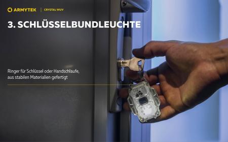 Armytek Crystal Grey WUV Multifunktionslampe Taschen- und Stirnlampe 6 in 1 mit weißem und rotem Licht Micro USB Aufladbarer