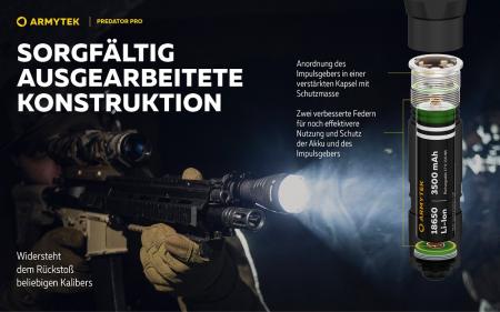 Armytek Predator Pro White LED Taschenlampe akkubetrieben Magnet USB