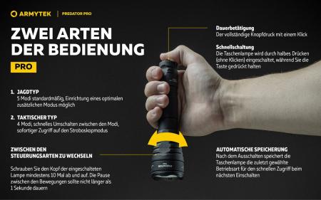 Armytek Predator Pro White LED Taschenlampe akkubetrieben Magnet USB